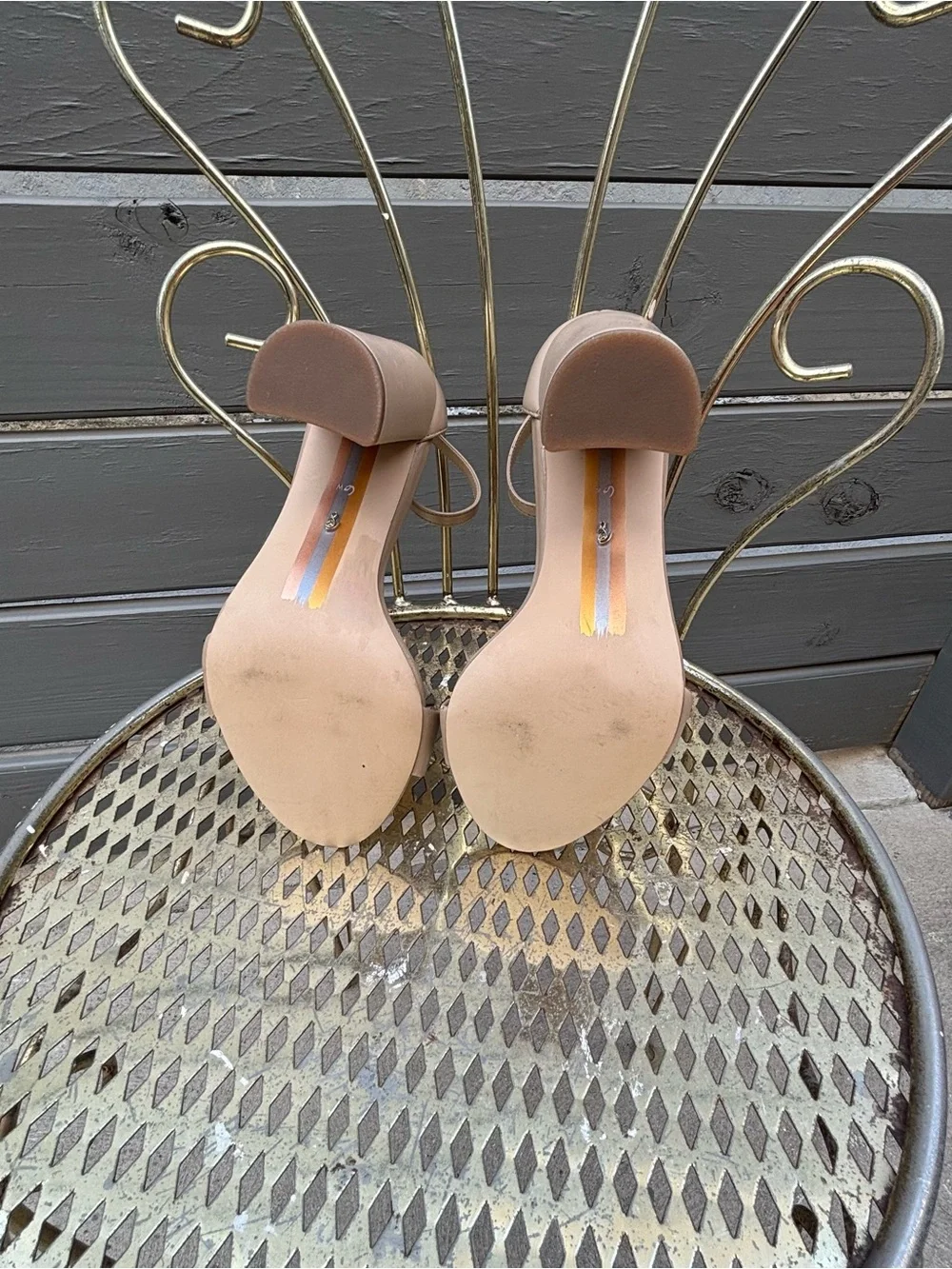 Sam Edelman Yaro Nude Block Heel Ankle Strap Sandals Wide 6W Wedding Guest